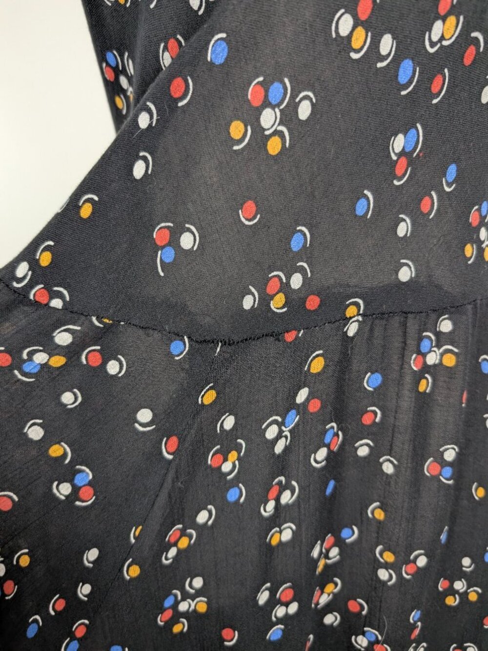 Handmade Polka Dot Sheer Midi A-line Dress Size Small Black - Picture 7 of 13